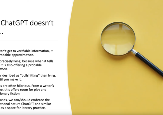 A screenshot of the recorded talk, with the headline "What ChatGPT doesnt know"