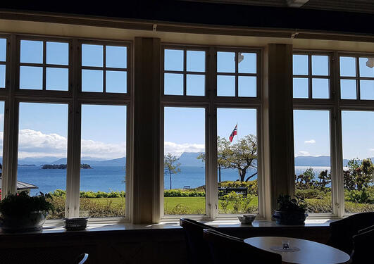 View from a window at Solstrand to the fjord.