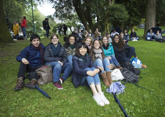 Students sitting in the park