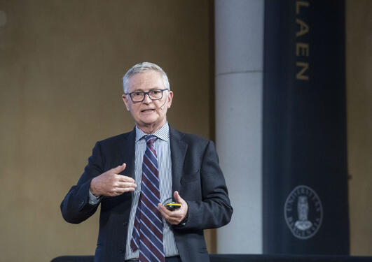 Ferrera lecturing at the 2017 Rokkan Lecture.