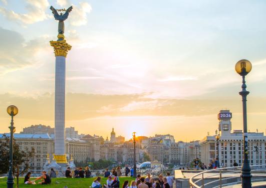 Bilde av Maidan-plassen i Kyiv.