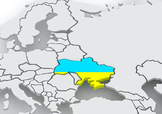 Bilde av kart over europa med fokus på Ukraina