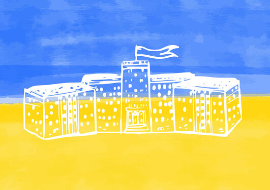 Ukrainsk flagg og Universitetet i Kharkiv