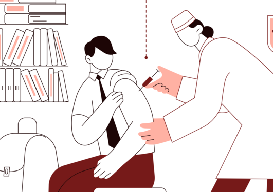 illustrasjon av vaksinering og medisinsk testing