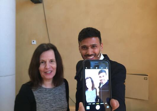 Social media influencer Yusuf Omar and Professor Astrid Gynnild from the University of Bergen at the Mobile spotting in the media conference in Bergen on 12 January 2017.