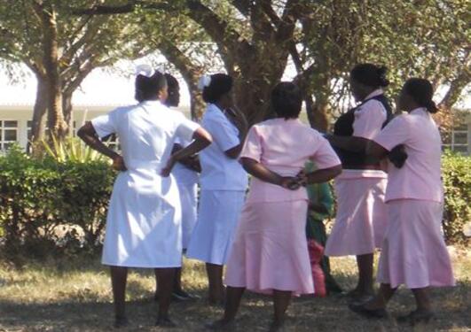 Female health workers in Tanzania.