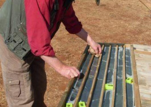 Harald Furnes studying drill core.