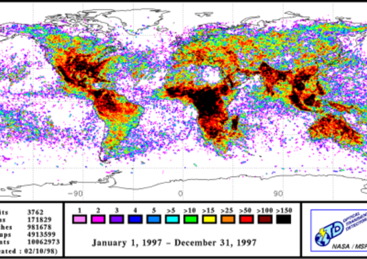 Global frequency of lightening.