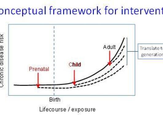 Grafen viser hvordan grep tatt før barnet er født gir størst effekt i...