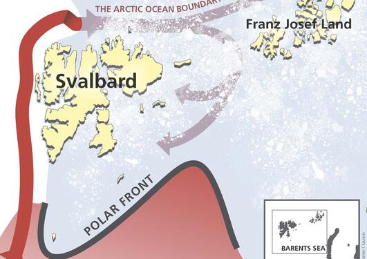 A warm deep current enters the Barents Sea from the north. The current is a...