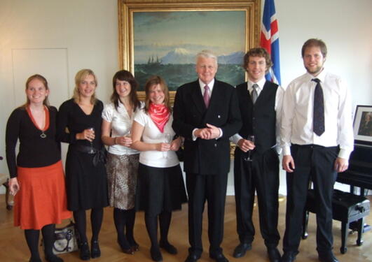 Students from GFI visiting the president of Iceland, Olafur Ragnar Grimsson,...