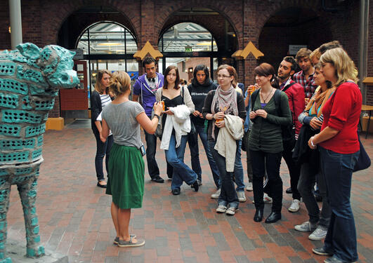 The new law students were having a guided tour at the faculty