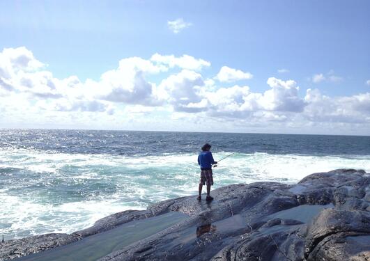 Piero fishing at Golten outside Bergen