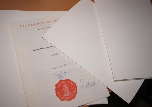 A diploma from The Faculty of Psychology.