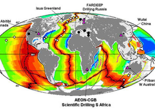 Map showing field areas where members of the Early Earth and Biosignatures...